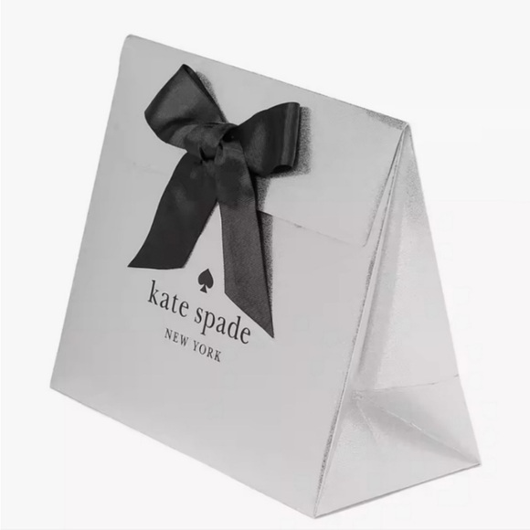 Kate Spade Large Gift Box - Silver Glitter Black Bow - Holiday Gift Box - New! - Picture 1 of 6